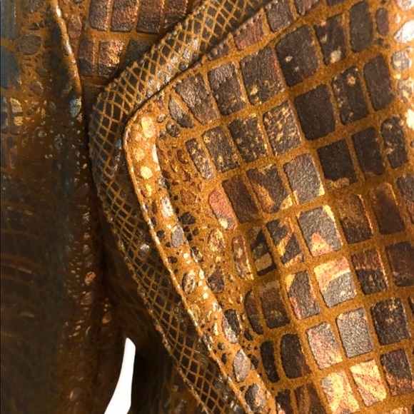 CHRISTINA Women’s Brown Metallic Embossed Jacket with shades of Copper SZ: Large - Picture 6 of 13